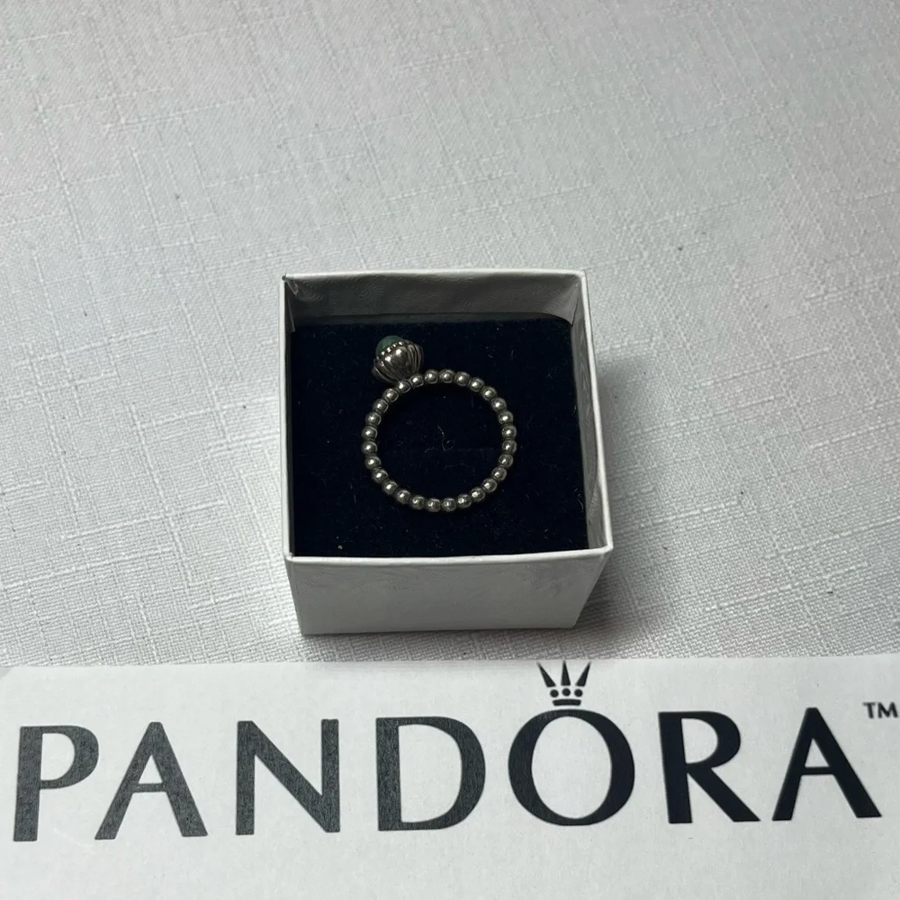 Pandora Silver Ring with Mint Green Gem. May birthday. Retired. Size 7 - Picture 6 of 8